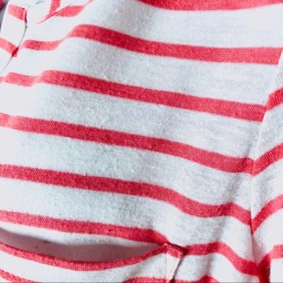 Charming Charlie Stripe Sheer Back T-shirt Coral M - Picture 8 of 11